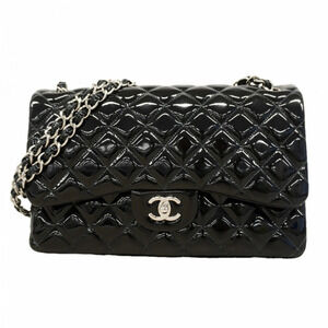 Chanel Shoulder Bag, Large Matelassé, Double Chain, Patent Leather, Black, Wo...